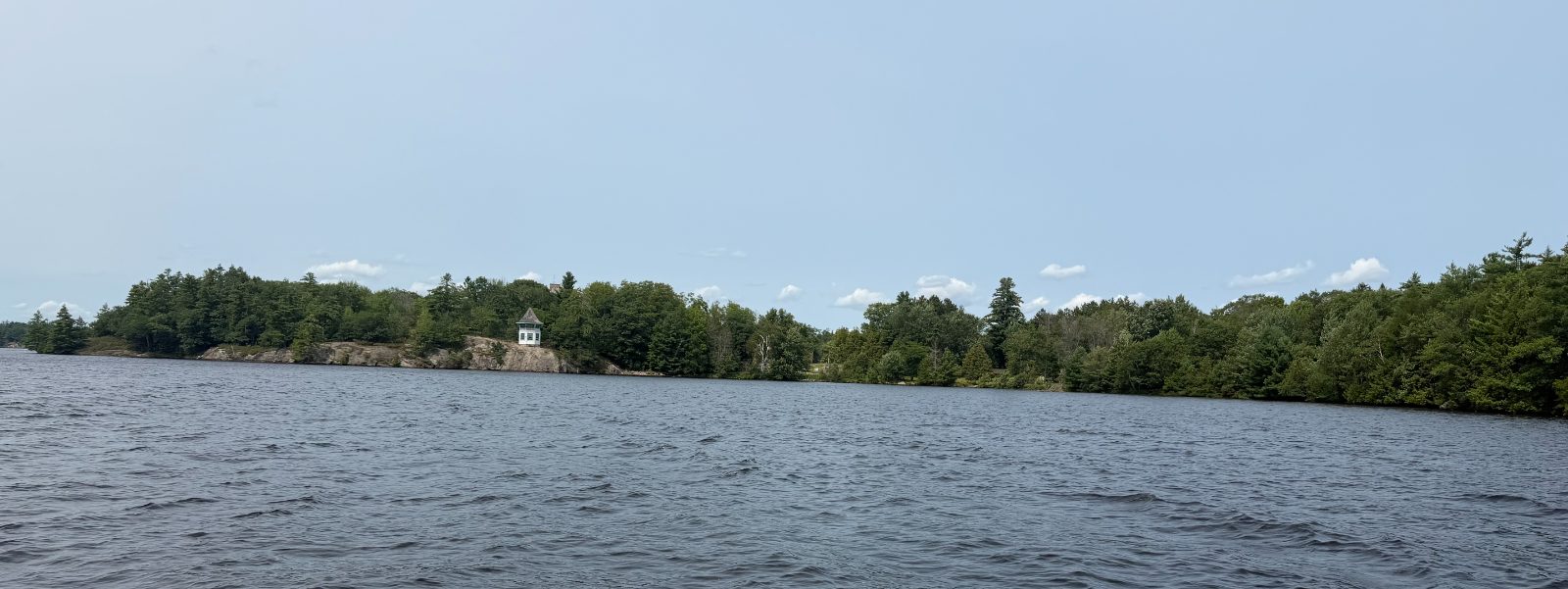 Wide view of shoreline and open water